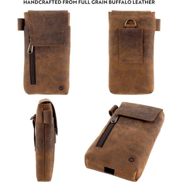 Leather Phone Holster – Genuine Full-Grain Buffalo Leather Cell Phone Holsters - Picture 4 of 7